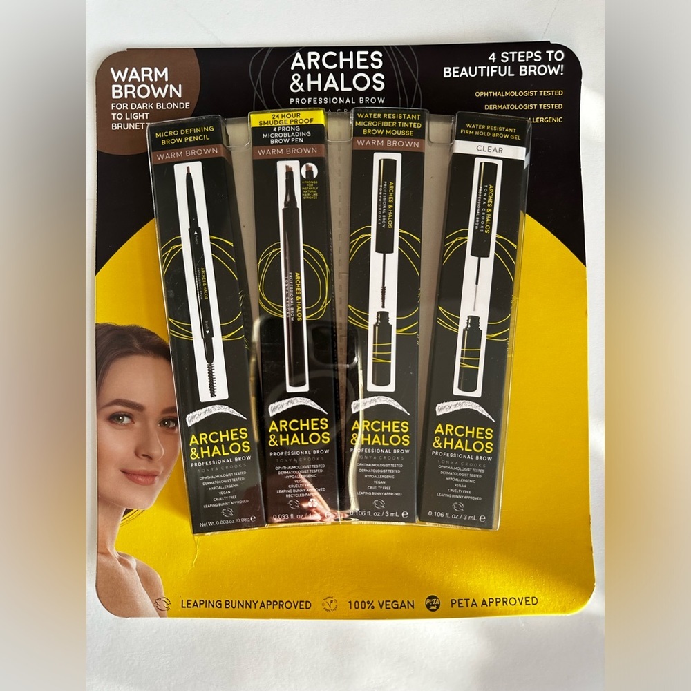 Arches & Halos Professional Brow Tonya Crooks Set 4 pieces Warm Brown New